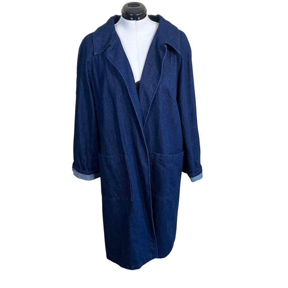 STATE the Label Dark Wash Denim Potter’s Coat Sz Large 100% Cotton - Picture 3 of 16